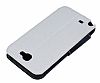Eiroo Clasps Samsung N7100 Galaxy Note 2 Standl Pencereli Beyaz Deri Klf - Resim: 3