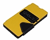 Eiroo Clasps Sony Xperia Z Standl Pencereli Sar Deri Klf - Resim: 3