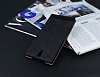 Sony Xperia C5 Ultra Gizli Mknatsl Pencereli Siyah Deri Klf - Resim: 1