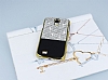 Eiroo Duxal Samsung i9500 Galaxy S4 Gold Kenarl Tal Siyah Rubber Klf - Resim: 1