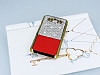 Eiroo Duxal Samsung Galaxy E5 Gold Kenarl Tal Krmz Rubber Klf - Resim: 1