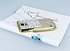Eiroo Duxal Samsung i9600 Galaxy S5 Gold Kenarl Tal Krem Rubber Klf - Resim: 1