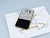 Eiroo Duxal Samsung i9800 Galaxy S6 Gold Kenarl Tal Siyah Rubber Klf - Resim: 2