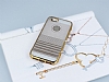 Eiroo Glace iPhone SE / 5 / 5S Gold Tal Kenarl effaf Silikon Klf - Resim: 1
