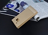 HTC 10 Gizli Mknatsl Yan Kapakl Gold Deri Klf - Resim: 2