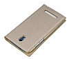 HTC Desire 500 Gizli Mknatsl Pencereli Gold Deri Klf - Resim: 1