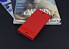 HTC Desire 530 Gizli Mknatsl Yan Kapakl Krmz Deri Klf - Resim: 2