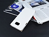 Samsung Galaxy Note 5 Gizli Mknatsl ift Pencereli Beyaz Deri Klf - Resim: 2