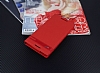 HTC Desire 828 Gizli Mknatsl Yan Kapakl Krmz Deri Klf - Resim: 1