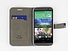 Eiroo HTC One M8 Buckle Standl Czdanl Beyaz Deri Klf - Resim: 1
