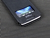 Eiroo HTC One mini Pencereli nce Yan Kapakl Siyah Deri Klf - Resim: 2