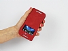 Eiroo HTC One mini Pencereli nce Yan Kapakl Krmz Deri Klf - Resim: 1
