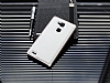Eiroo Huawei Ascend Mate 7 Metal Kenarl Beyaz Deri Klf - Resim: 1
