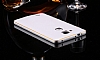 Eiroo Huawei Ascend Mate 7 Metal Kenarl Beyaz Rubber Klf - Resim: 2