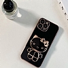 Eiroo iPhone 14 Pro Aynal Kitty Standl Siyah Silikon Klf - Resim: 1
