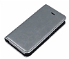 iPhone SE / 5 /5S Gizli Mknatsl Standl Silver Deri Klf - Resim: 4