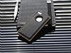 Eiroo iPhone SE / 5 / 5S Metal Kenarl Siyah Deri Klf - Resim: 1