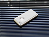 Eiroo iPhone SE / 5 / 5S Metal Kenarl Beyaz Deri Klf - Resim: 2
