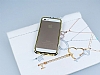 Eiroo iPhone SE / 5 / 5S Siyah eritli Tal Metal Bumper ereve Gold Klf - Resim: 1