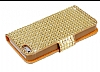 Eiroo iPhone SE / 5 / 5S Tal Czdanl Gold Deri Klf - Resim: 5
