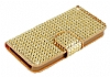Eiroo iPhone SE / 5 / 5S Tal Czdanl Gold Deri Klf - Resim: 2