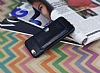 Eiroo iPhone 6 / 6S Kartl Standl Deri Siyah Rubber Klf - Resim: 3