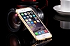 Eiroo iPhone 6 / 6S Gold izgili Round Metal Bumper ereve Siyah Klf - Resim: 2