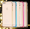 Eiroo iPhone 6 / 6S Gold izgili Round Metal Bumper ereve Siyah Klf - Resim: 1