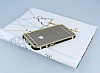 Eiroo iPhone 6 / 6S Siyah eritli Tal Metal Bumper ereve Gold Klf - Resim: 1