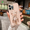 Eiroo iPhone 7 Plus / 8 Plus Candy Bear Standl Pembe Silikon Klf - Resim: 3