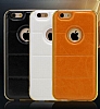 Eiroo iPhone SE / 5 / 5S Metal Kenarl Bubble Kahverengi Deri Klf - Resim: 2