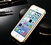 Eiroo iPhone SE / 5 / 5S Metal Kenarl Bubble Kahverengi Deri Klf - Resim: 1