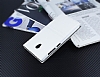 Lenovo Vibe P1 Gizli Mknatsl ift Pencereli Beyaz Deri Klf - Resim: 2