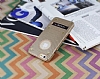 Eiroo Lesan iPhone 6 / 6S Standl Metal Delikli Gold Rubber Klf - Resim: 3
