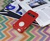 Eiroo Lesan iPhone 6 / 6S Standl Metal Delikli Krmz Rubber Klf - Resim: 3