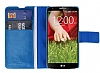 Eiroo LG G2 Mini Standl Czdanl Mavi Deri Klf - Resim: 2