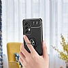 Eiroo Liquid Ring Samsung Galaxy A72 Standl Siyah-Krmz Silikon Klf - Resim: 2