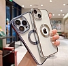 Eiroo Luxury Clear iPhone 13 Kamera Korumal Silver Silikon Klf - Resim: 2