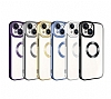 Eiroo Luxury Clear iPhone 15 Plus Kamera Korumal Gold Silikon Klf - Resim: 1