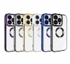 Eiroo Luxury Clear iPhone 15 Pro Kamera Korumal Gold Silikon Klf - Resim: 1