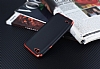 Eiroo Matte Fit LG Q6 Krmz Kenarl Siyah Silikon Klf - Resim: 2