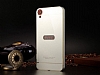 Eiroo Mirror HTC Desire 820 Metal Kenarl Aynal Silver Rubber Klf - Resim: 4