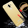 Eiroo Mirror Huawei Mate 9 Metal Kenarl Aynal Gold Rubber Klf - Resim: 4