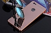 Eiroo Mirror Huawei P8 Lite Metal Kenarl Aynal Rose Gold Rubber Klf - Resim: 2
