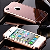 Eiroo Mirror iPhone 4 / 4S Metal Kenarl Aynal Rose Gold Rubber Klf - Resim: 2
