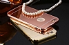 Eiroo Mirror iPhone 6 / 6S Metal Kenarl Aynal Rose Gold Rubber Klf - Resim: 4