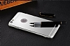 Eiroo Mirror iPhone 6 / 6S Silikon Kenarl Aynal Silver Rubber Klf - Resim: 2
