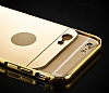 Eiroo Mirror iPhone 6 Plus / 6S Plus Metal Kenarl Aynal Gold Rubber Klf - Resim: 3