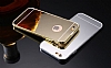 Eiroo Mirror iPhone 6 Plus / 6S Plus Metal Kenarl Aynal Rose Gold Rubber Klf - Resim: 7