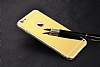 Eiroo Mirror iPhone 6 Plus / 6S Plus Silikon Kenarl Aynal Gold Rubber Klf - Resim: 4